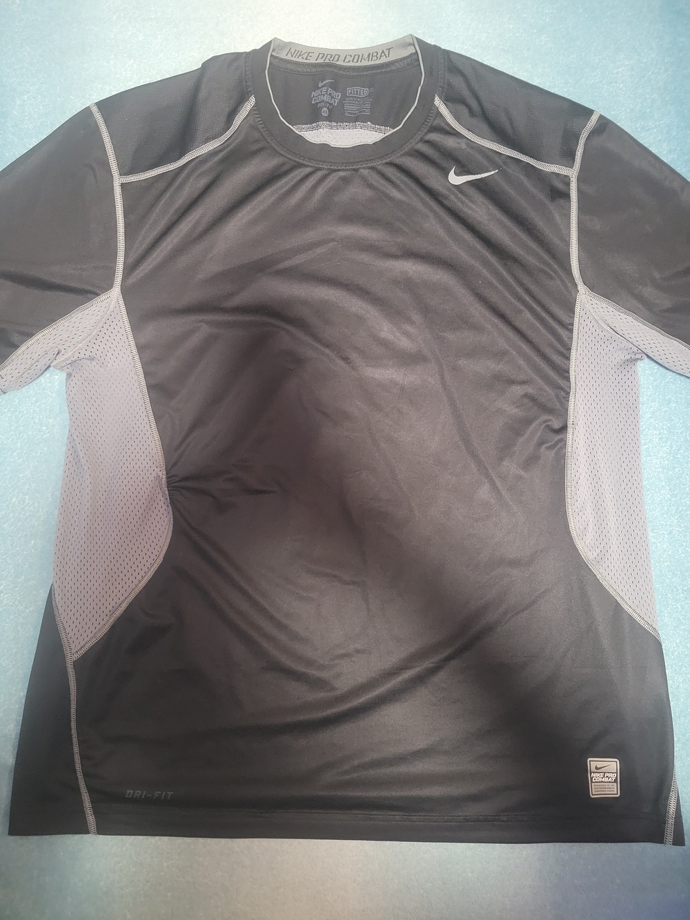 Nike Black Short-Sleeve Dri-FIT Training Shirt with Gray Panels